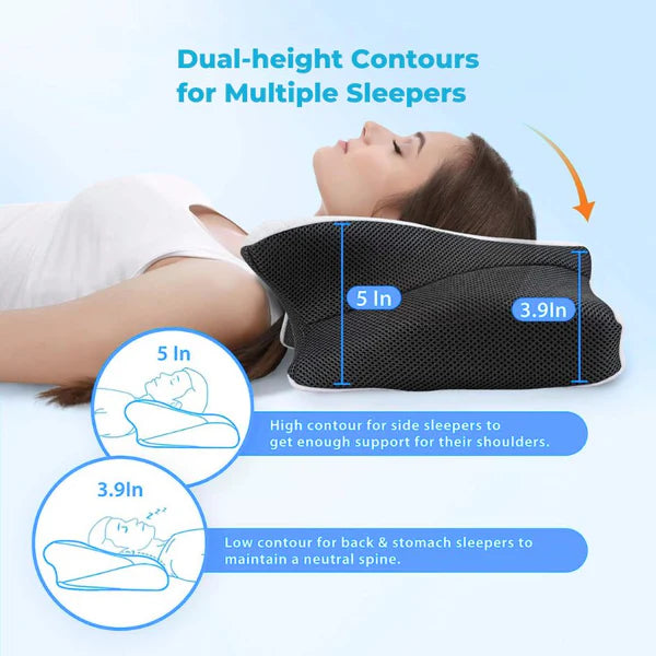 La almohada Slumblr Contour, favorita de especialistas, brinda soporte ortopédico con espuma viscoelástica y altura ajustable. Ideal para mejorar la postura y el descanso.