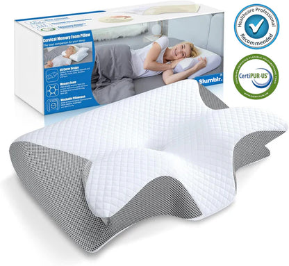 La almohada Slumblr Contour, favorita de especialistas, brinda soporte ortopédico con espuma viscoelástica y altura ajustable. Ideal para mejorar la postura y el descanso.